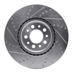 Alfa Romeo Tonale Brake Rotor (1) - Front Right - R1 Concepts - Drilled & Slotted - Silver - `14-`25